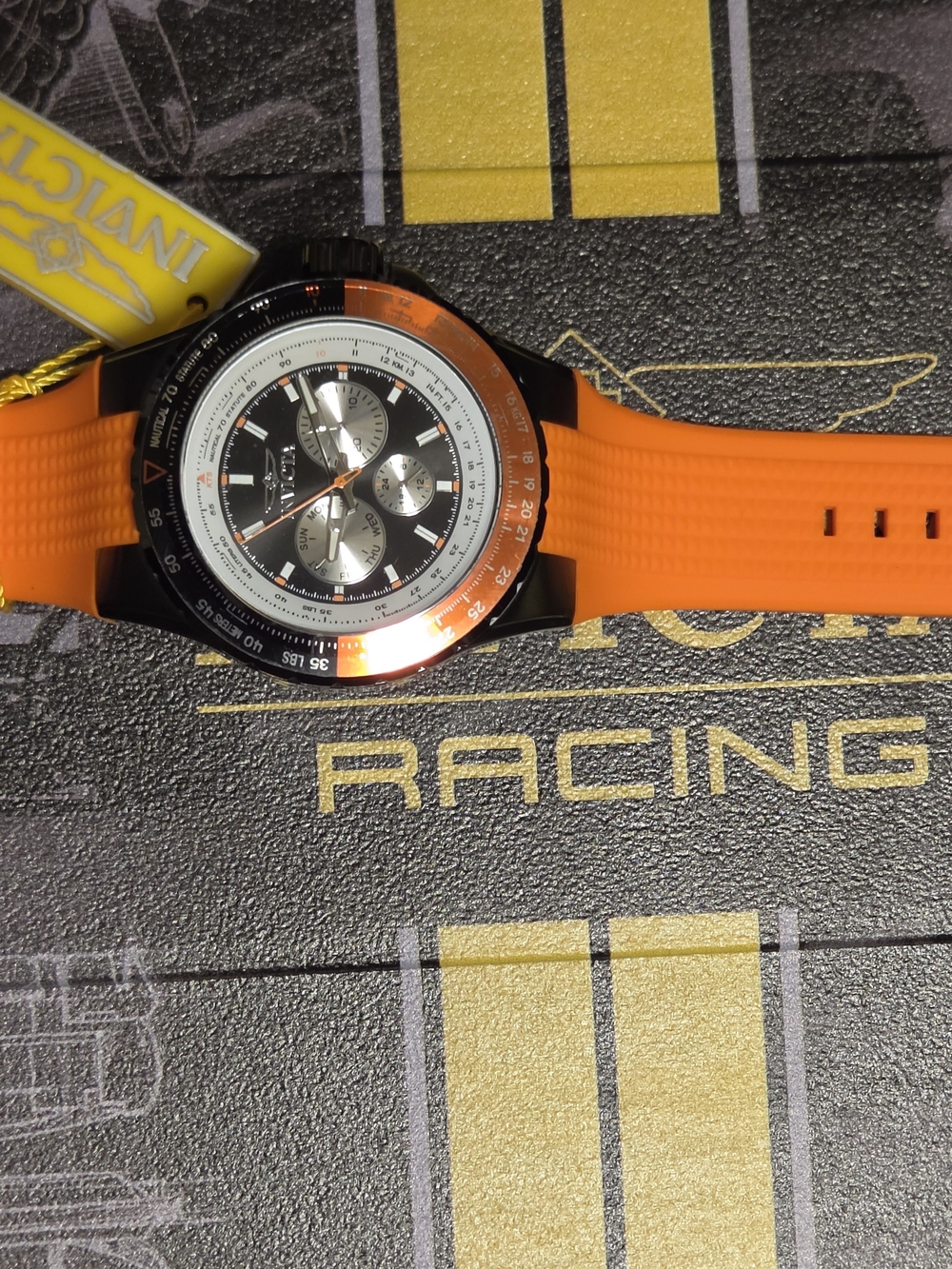 Invicta Chronograph Skyshock Watch with Bright Orange Strap